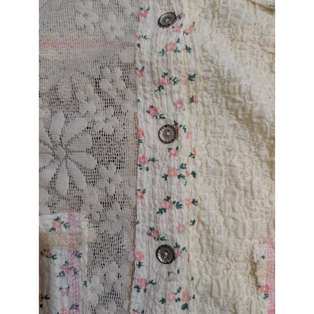 POL Floral Lace Hoodie S Jacket Boho Coquette Cottagecore Balloon Sleeve Shacket - Picture 4 of 14